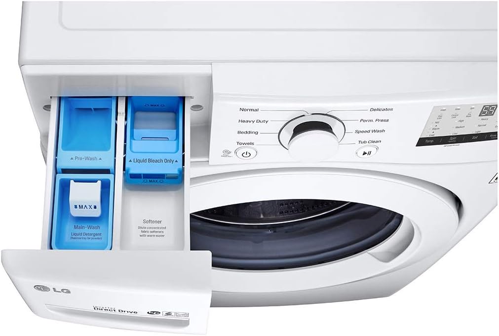 Laveuse à chargement frontal LG WM3400CW 4,5 pi³ – Haute efficacité, fonctionnement silencieux LoDecibel™, technologie 6Motion™, blanche