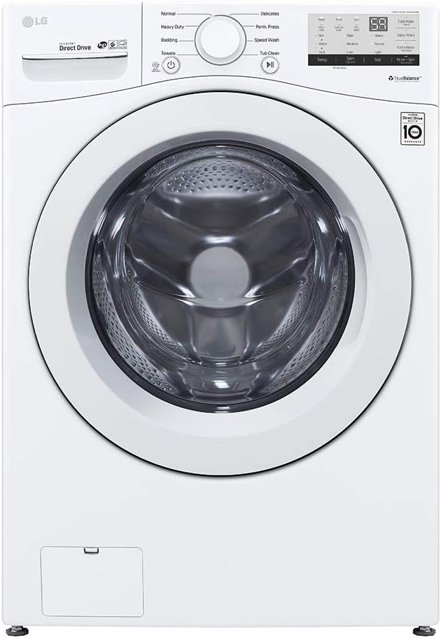 Laveuse à chargement frontal LG WM3400CW 4,5 pi³ – Haute efficacité, fonctionnement silencieux LoDecibel™, technologie 6Motion™, blanche
