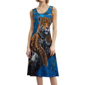 Robe longue maxi sans manches décontractée et amusante à motif léopard sur arbre, robe débardeur