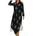 Robe-chemise fantaisie pour femme avec drapeau irlandais et américain, boutonnée, manches longues, fendue, maxi