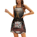 Robe d'été pour femme, bretelles spaghetti ajustables, mini-robe décontractée à bretelles fines, robe de plage