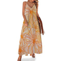 Robe longue maxi à fleurs Ink Line pour femme, fluide et décontractée, idéale pour l'été, les cérémonies et les mariages.