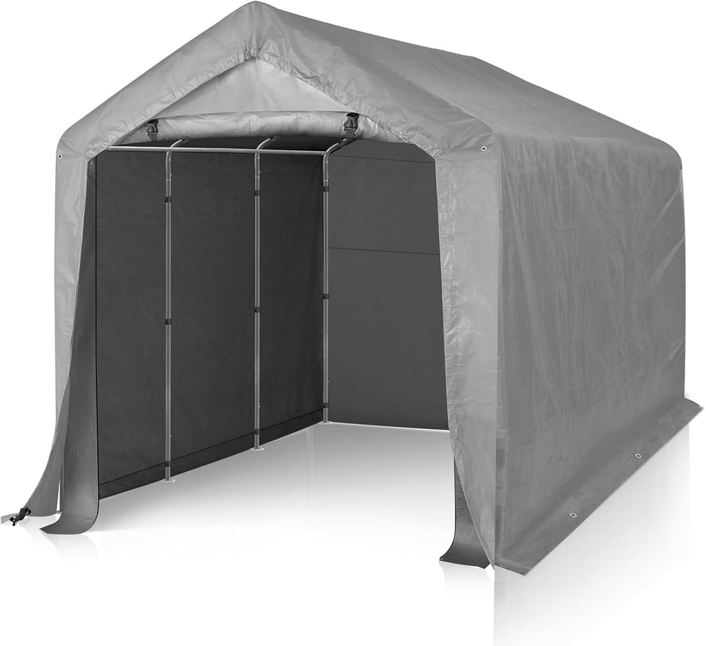 Abri de jardin portable Outvita, 2,4 x 3,7 m, étanche, avec porte zippée enroulable et structure solide en acier galvanisé. parfait pour ranger motos, quads, vélos, outils en bois et tondeuses à gazon.