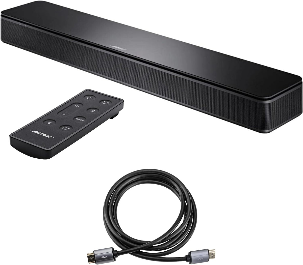 Enceinte TV Bose noire avec câble HDMI 2.0 haute vitesse H&A de 3 m