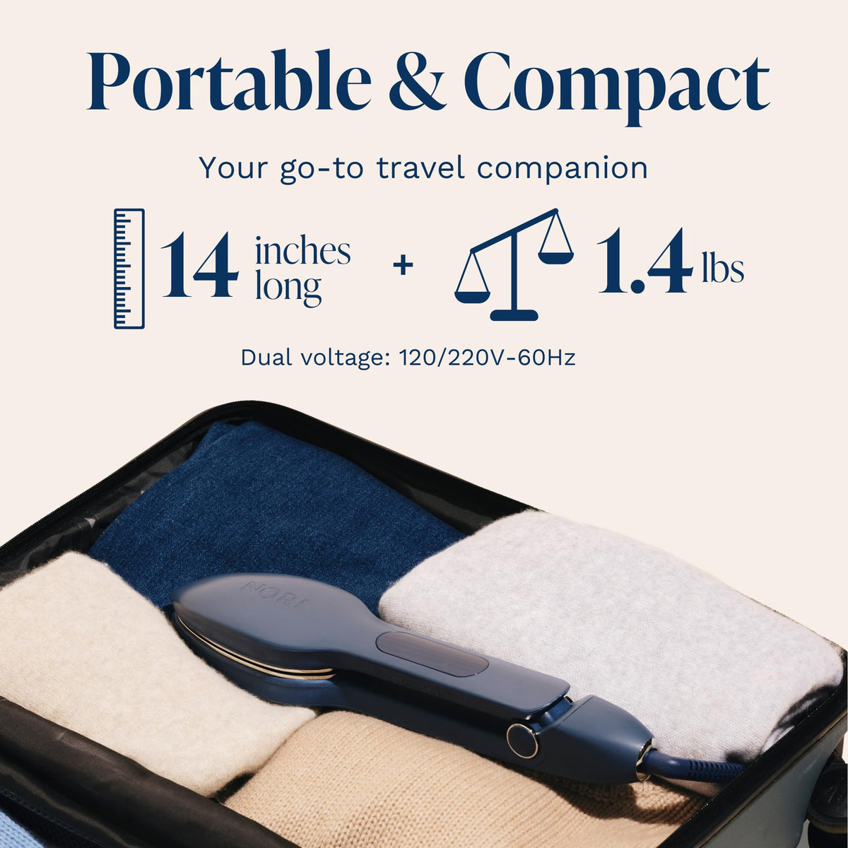 Fer à vapeur de voyage NORI Press - Défroisseur vapeur portable incluant 6 réglages