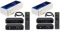 Boîtier IPTV avec Wi-Fi intégré, câble HDMI, télécommande et adaptateur secteur (lot de 2).